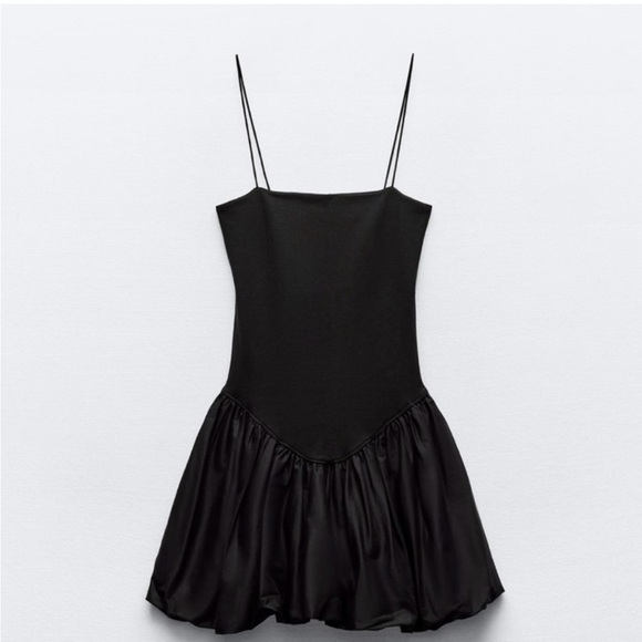 ZARA NWT WOMAN SS24 BALLOON MINI DRESS BLACK - Picture 5 of 8